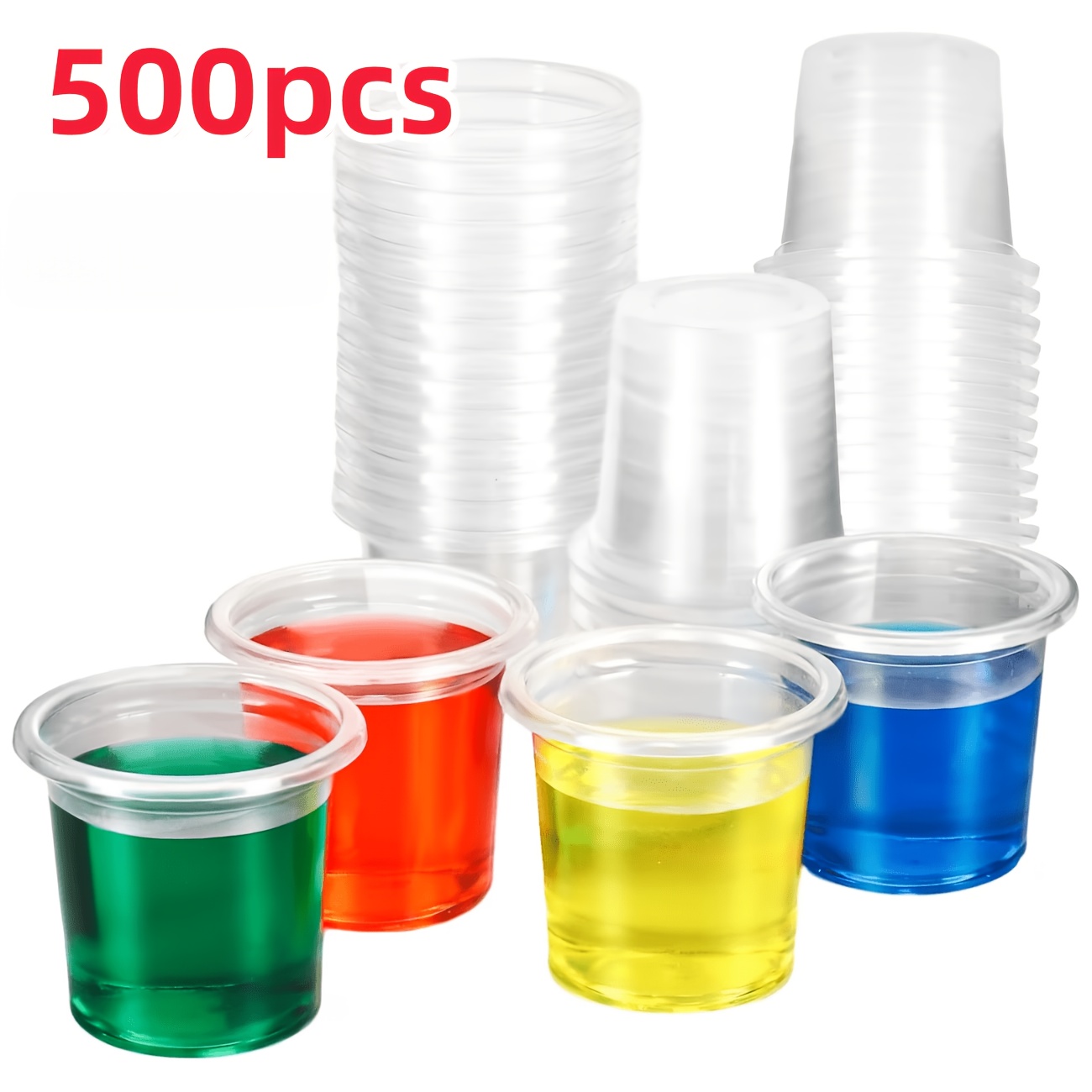 500 mini vasos de plástico para shot - copas transparentes empaquetadas individualmente (20 ml/0.7  s), ideales para fiestas,   y degustaciones - para bebidas alcohólicas y degustación  , con una capacidad de   de 1  