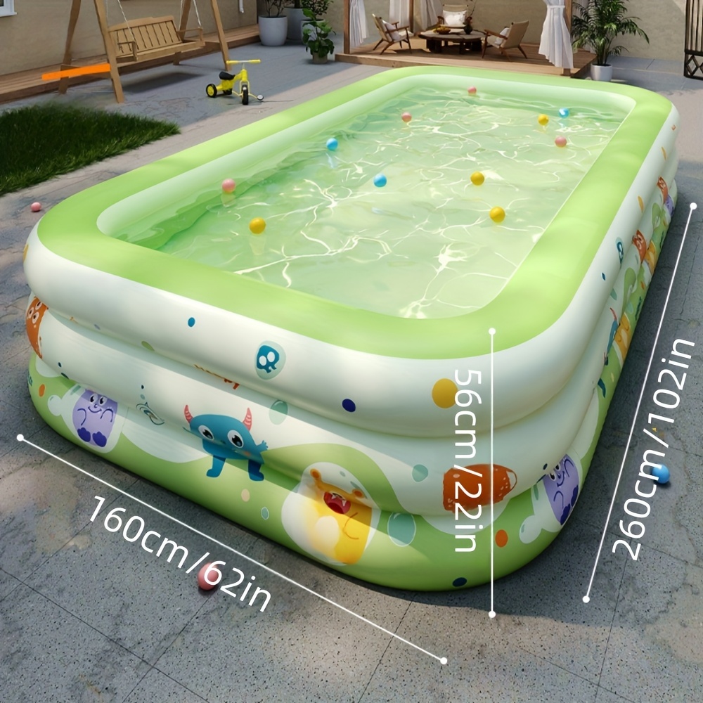 1pc large family inflatable cartoon   swimming pool durable pvc material easy to set up portable and space saving built in steps very suitable for adults and backyard summer entertainment inflatable swimming pool
