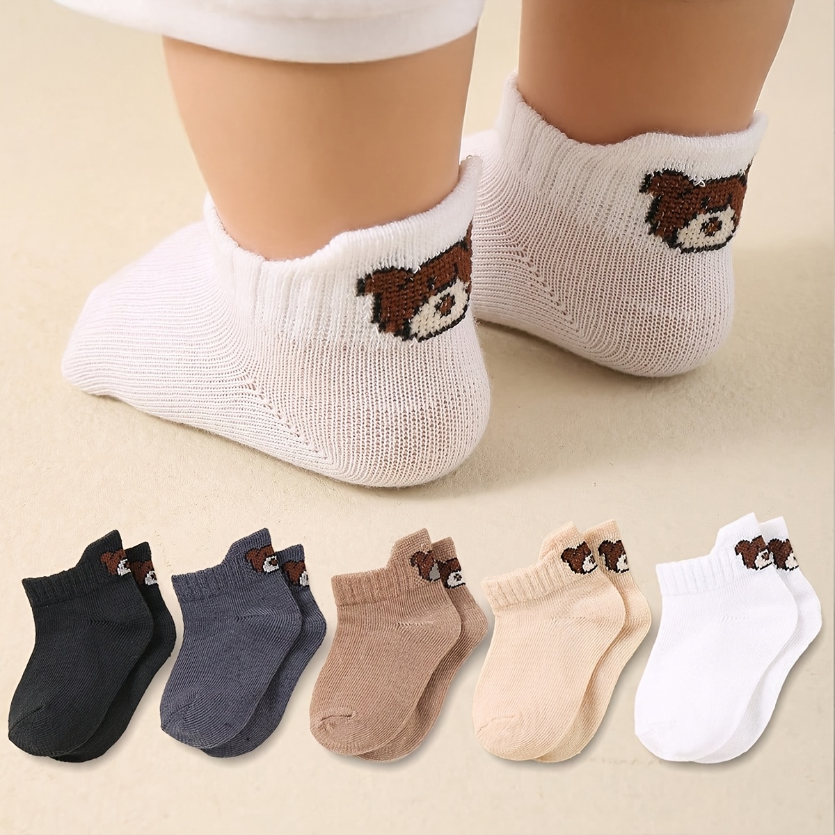 5 pairs baby spring and summer breathable short socks