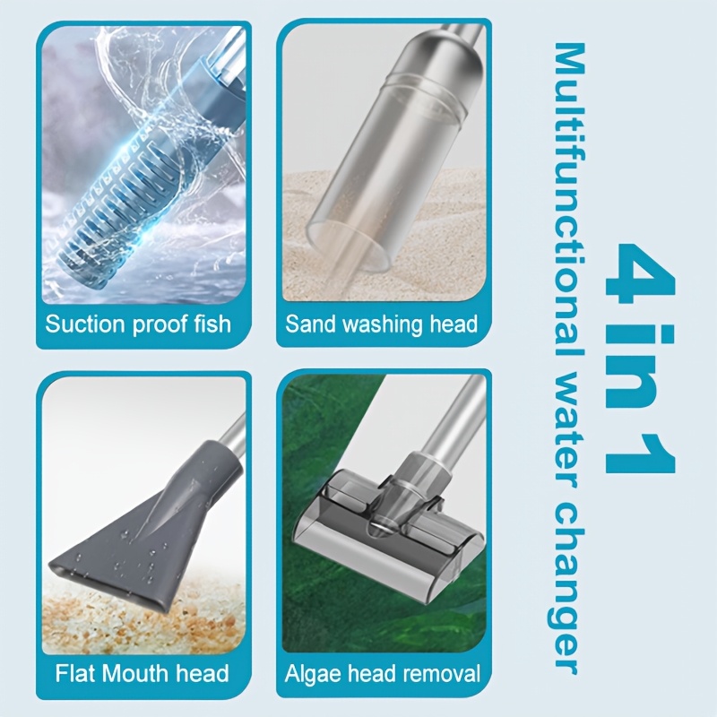 Pulitore Ghiaia Acquario Elettrico - Con Batteria O Adattatore, Sifone Automatico - Per Acquari Dolce E Marino - Foto 4