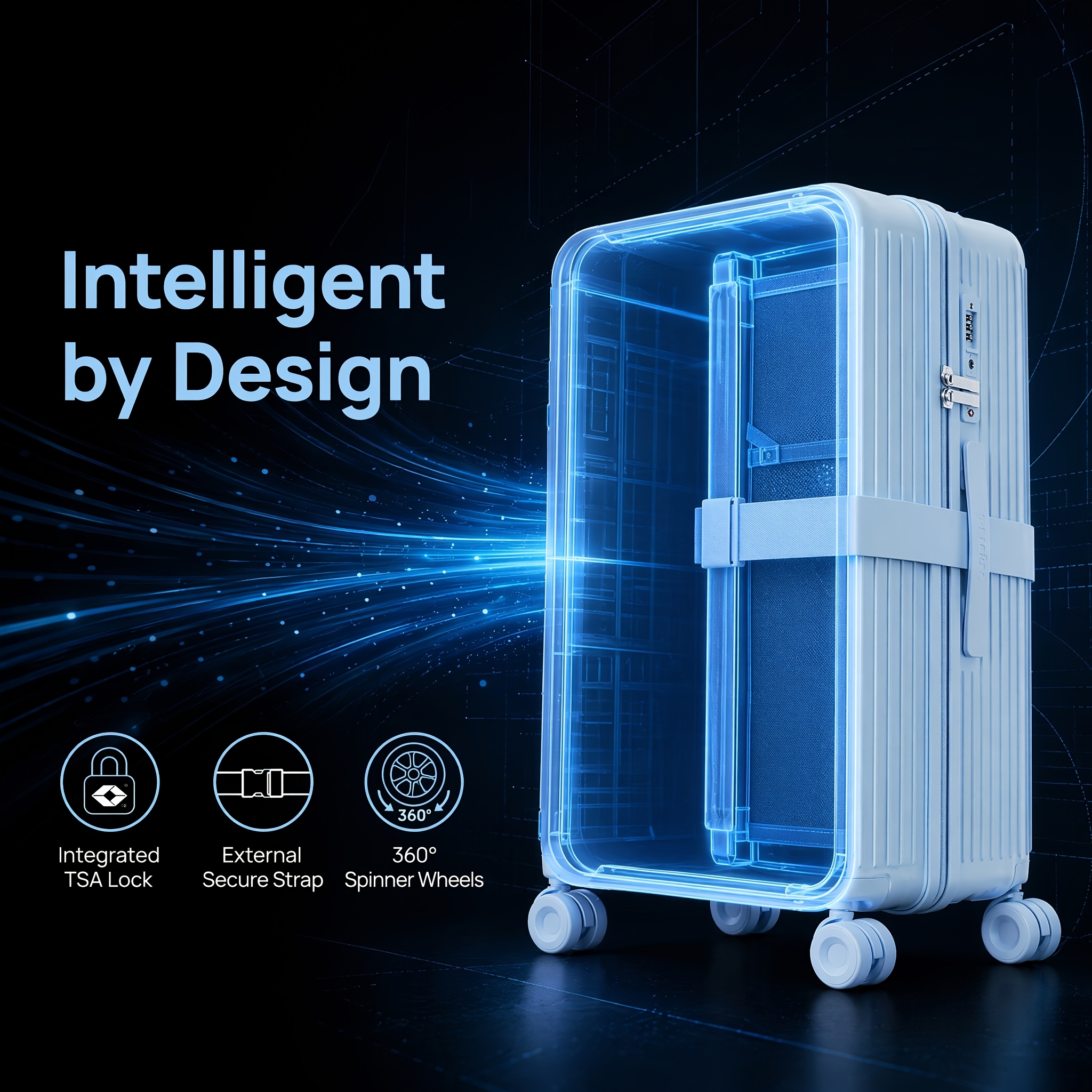 Matte Vertical Ribbed PC Trolley Suitcase with TSA Lock