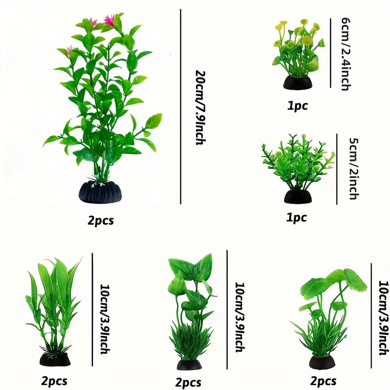 Image of 10pcs Artificial Water Grass Decorations For Fish Tanks - Realistic Pvc Aquatic Plants With Diverse Leaf Types, Indoor Aquariums
