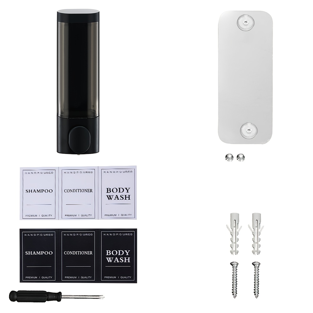 TEMU No-drill Wall-mounted Soap Dispenser With A 1/2/3 Chamber System - Heavy-duty Plastic, Leak-proof For Bathrooms, Kitchens, And Showers -