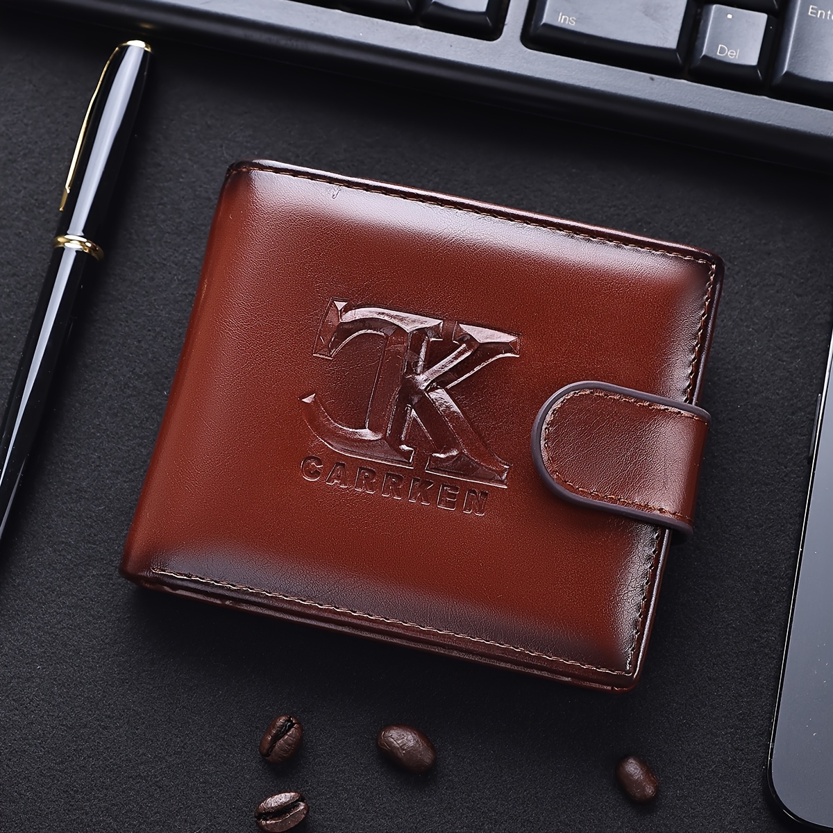 Premium Faux Leather Men's Short Wallet, Business Casual Dual-use, Multi-functional Faux Leather Case, Commuting Essential, Best Gift For