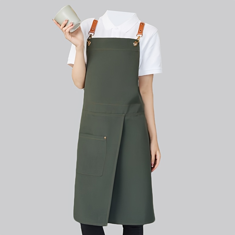 TEMU 1pc Canvas Apron With Pockets - Split Skirt Design For Easy Walking, Restaurants, Cafes, And Flower Shops