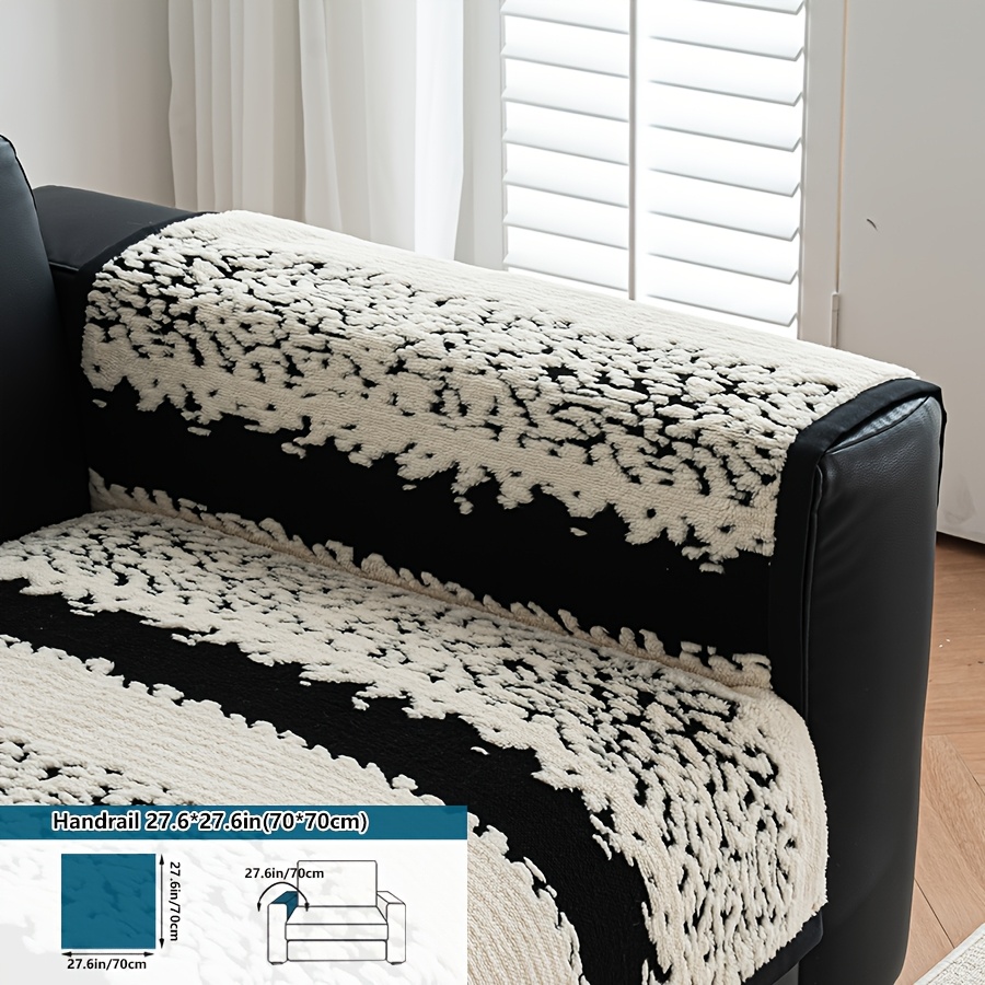 TEMU New Plush Thick Sofa Cover For 1pc, Warm And Soft For Winter, Non-slip Design , Furniture Protection Mat, Home Decor For Bedroom, Office, And