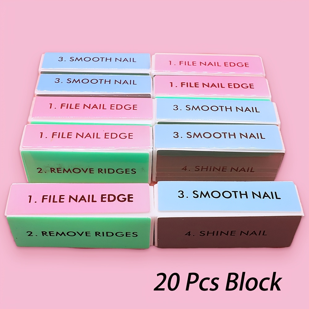 Image of 20pcs Jearlyu Mini Nail Buffer Blocks - Durable, Lightweight, Four-sided Use For Manicure & Pedicure, Odorless, Ideal For Diy & Professional Nail Art, Assorted Colors, Nail Accessories