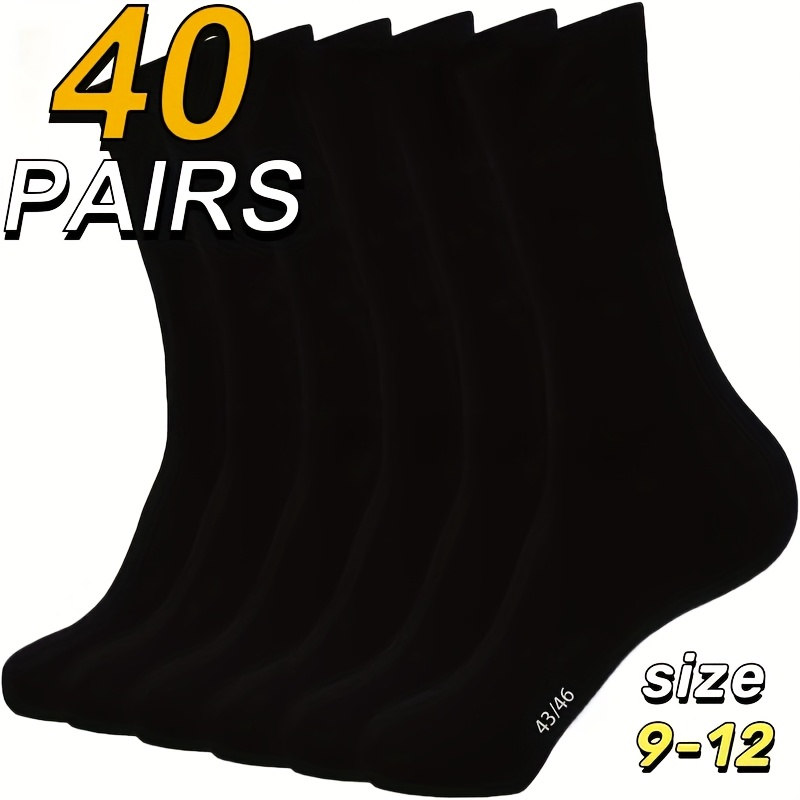 TEMU 40 Pairs Of Classic Loose Business Socks For Men, Breathable And Comfortable Dress Socks, Size 43-46, Us Size 9-12, Suitable For Work Meetings