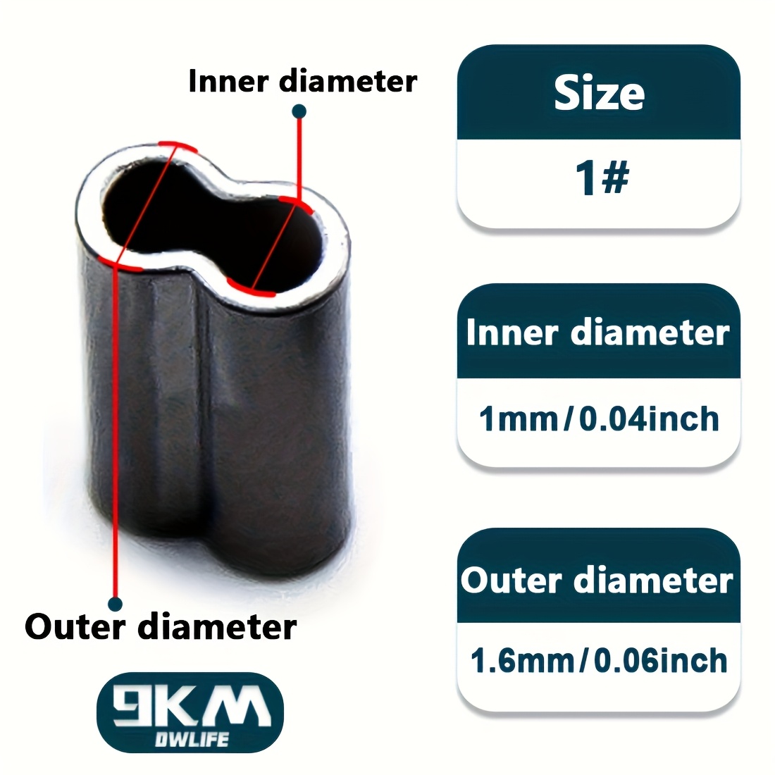 TEMU 9KM 100 pezzi a crimpare a camera in rame per pesca - Accessori per ami per connettore a tubo in filo