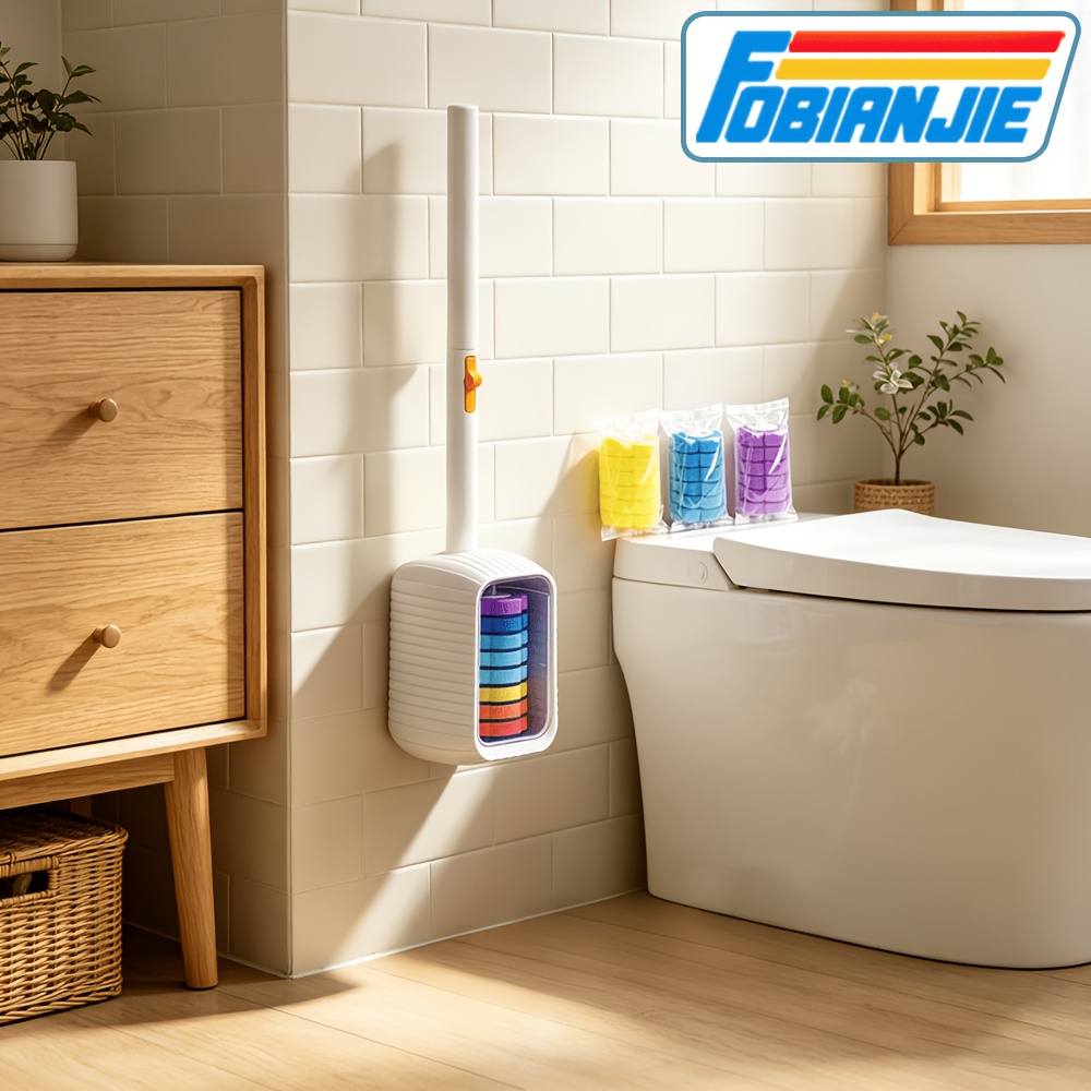 TEMU Wall-mounted Toilet Brush With Flexible Head And Ergonomic Handle, Effortless 360Â° Deep Cleaning, Bathroom And Washroom Essential