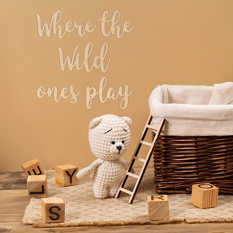 

1pc Art Deco Wooden Wall Plaque "where Play" - Indoor Wall Mount For Bedroom, Thanksgiving & Valentine's Day Decor