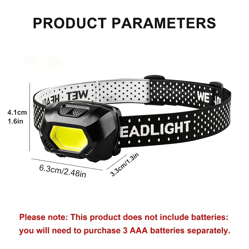 COB LED Headlamp Flashlight with Adjustable Beam, Ultra-Bright
