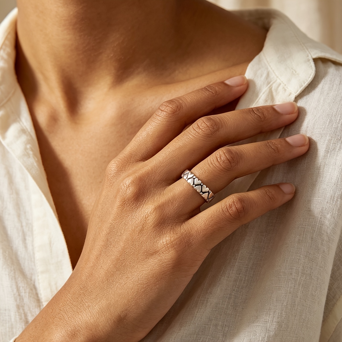 Women's Double-Layer Heart Vintage Ring, Gift for Her