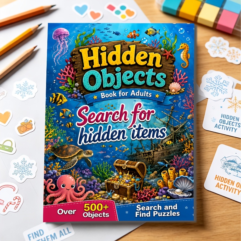 TEMU Livre de puzzle d'objets cachés, plus de 400 objets dissimulés, aidez à se détourner de l'écran, développez les compétences d'observation,