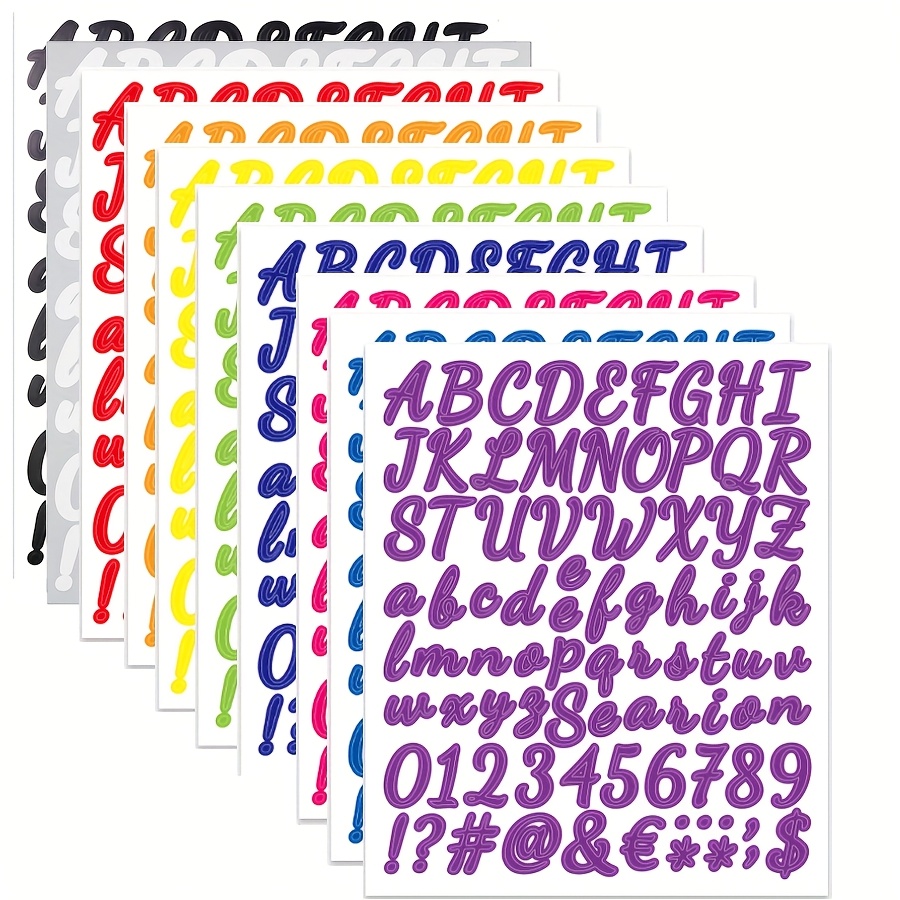 Image of 10 Sheets/840pcs Colorful Letter And Number Stickers, Vinyl Self-adhesive Waterproof Office Stickers Suitable For Office School And Home