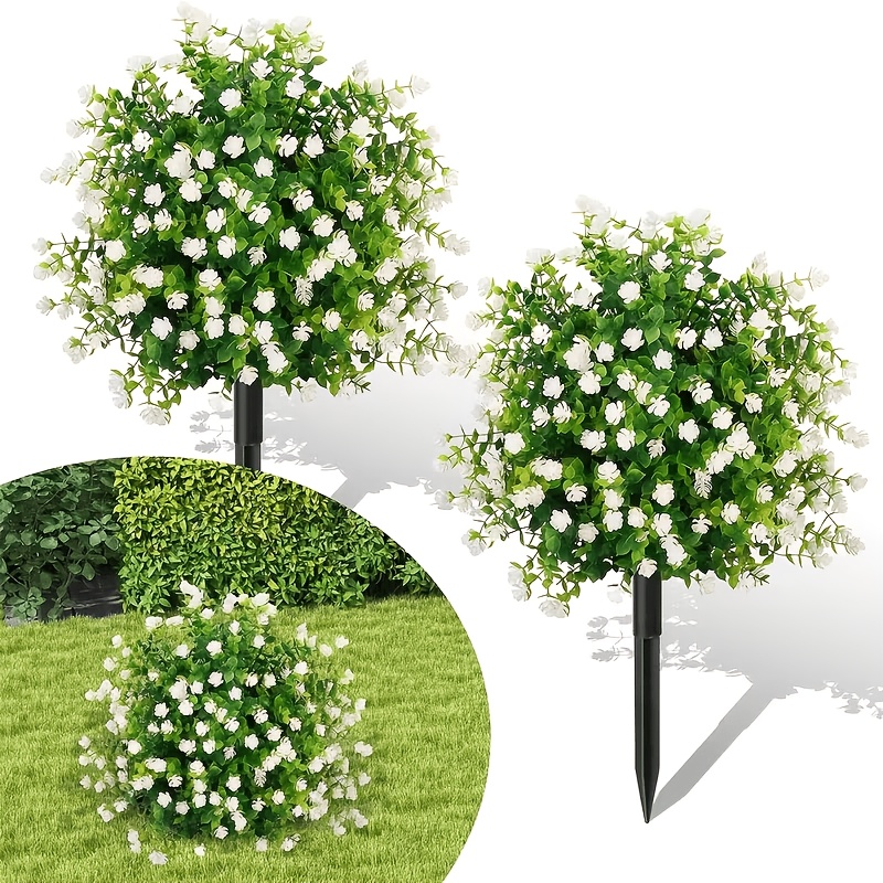 1pc artificial simulation green plant with ground plug uv resistant faux camellia shrub realistic bouquet suitable for spring summer indoor outdoor decor   garden wedding and vacation scenes floor placement outdoor   flowers