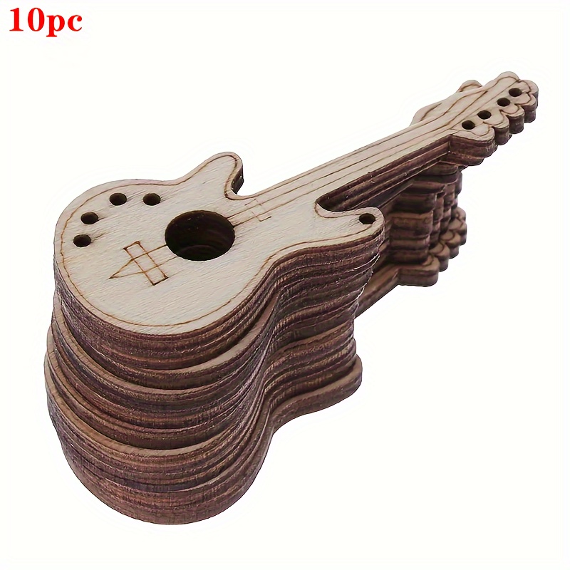 10pcs Laser Cut Wood Guitar Shape Wood Chips Diy Painting Graffiti Ornaments For Concert Party Decoration