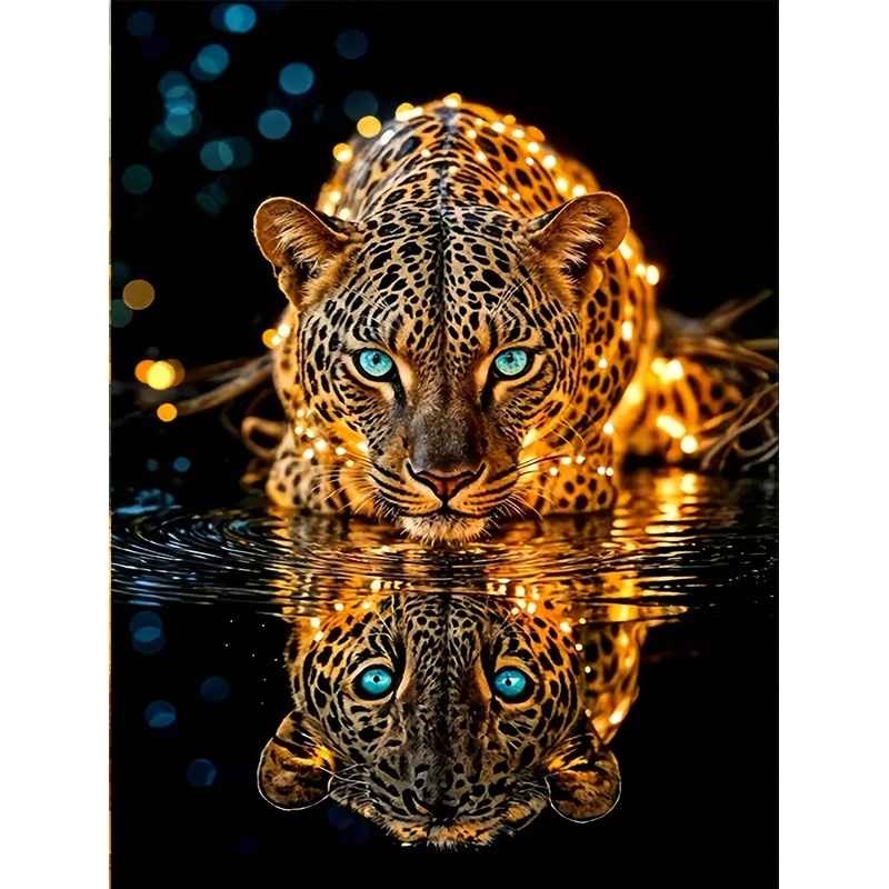 

Reflective Leopard 5d Diamond Painting Kit For Adults - , Drill Art Set, 11.8x15.8 Inches, Ideal For Beginners & Craft Lovers, Perfect Wall Decor Gift