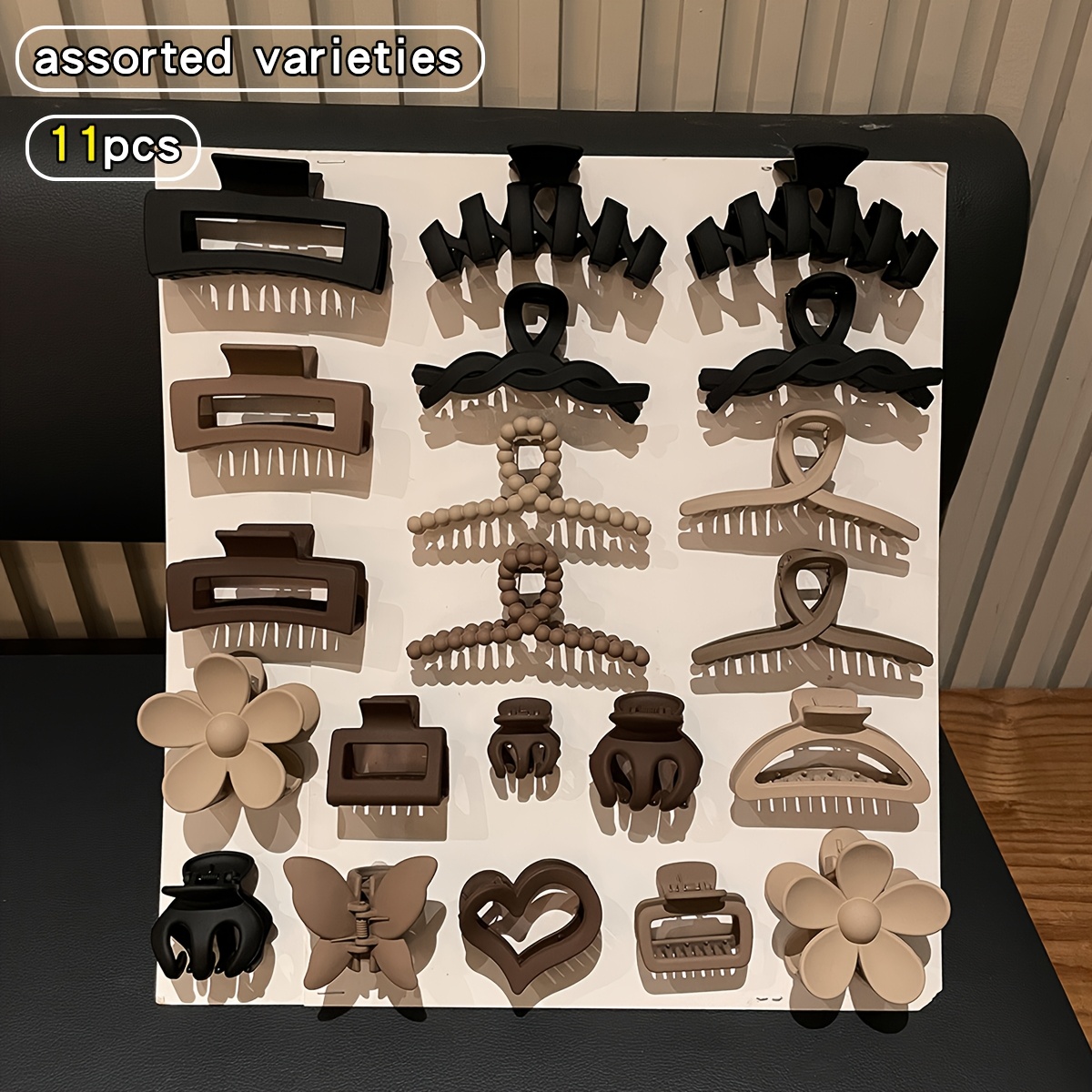 E-shop 11-teiliges Damen-Style-Set, und einfach zu tragen, Schwarz und Kaffee-Farbe, Multi-Style Haarspangen-Kombination, geeignet für den täglichen
