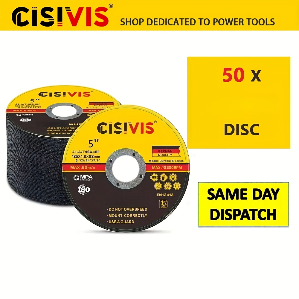 50pcs 125mm Ultra Thin 1mm Metal Disc For Steel & Stainless Angle