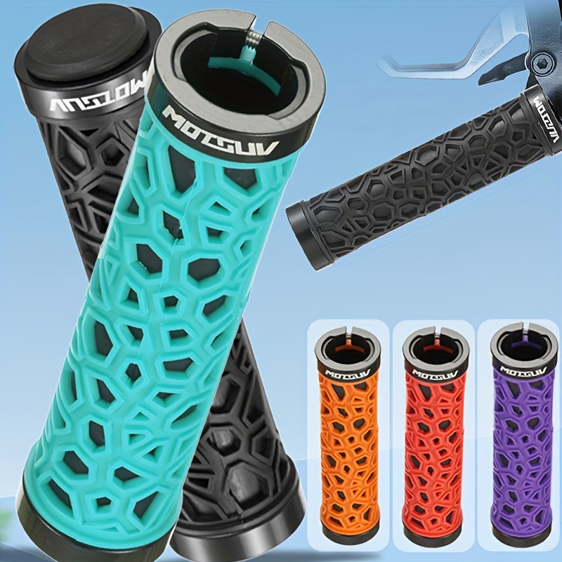 

2pcs Mountain Bike Handlebar Grips, Folding Bike Shock Absorbing Comfortable Non-slip Rubber Grips, Universal Accessories With Aluminum Alloy Locking Ring