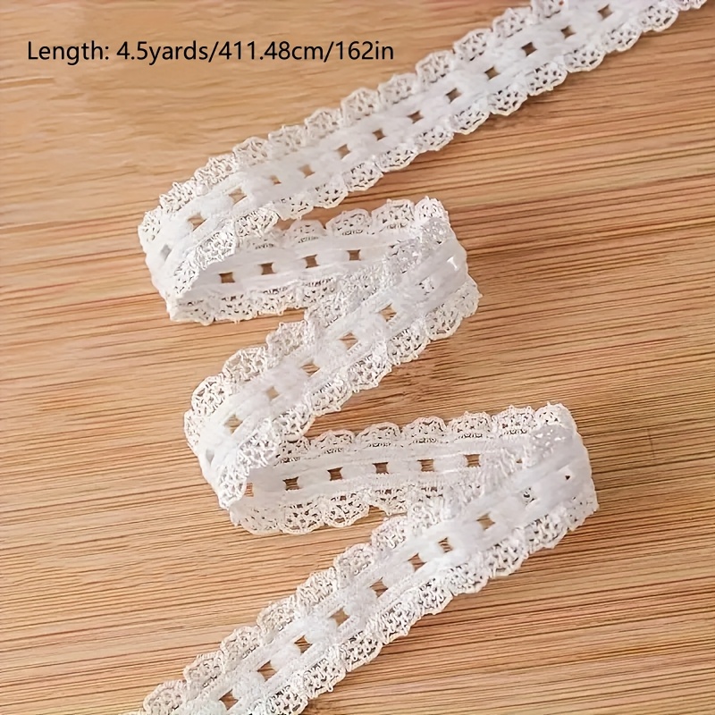 E-shop Elastisches Spitzen-Rippenband, 4,5 Yards/411,48 cm/162 Zoll, zur Verwendung bei Näharbeiten, als dekoratives elastisches Band für Kleidung,
