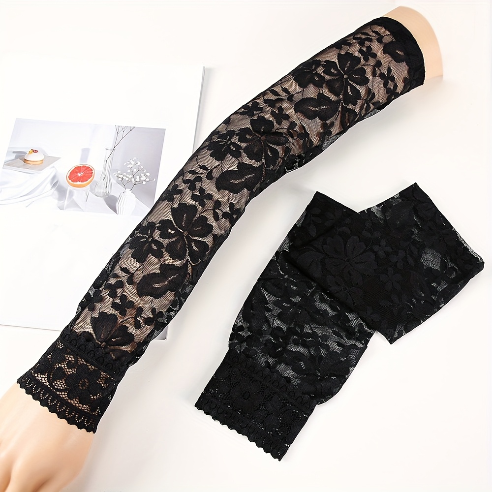 E-shop Sommerliche Ärmel für Damen, sexy lange Spitzenarmstulpen, atmungsaktive Fahrhandschuhe, dehnbare Sonnenschutzärmel für Tattoo-Abdeckung,