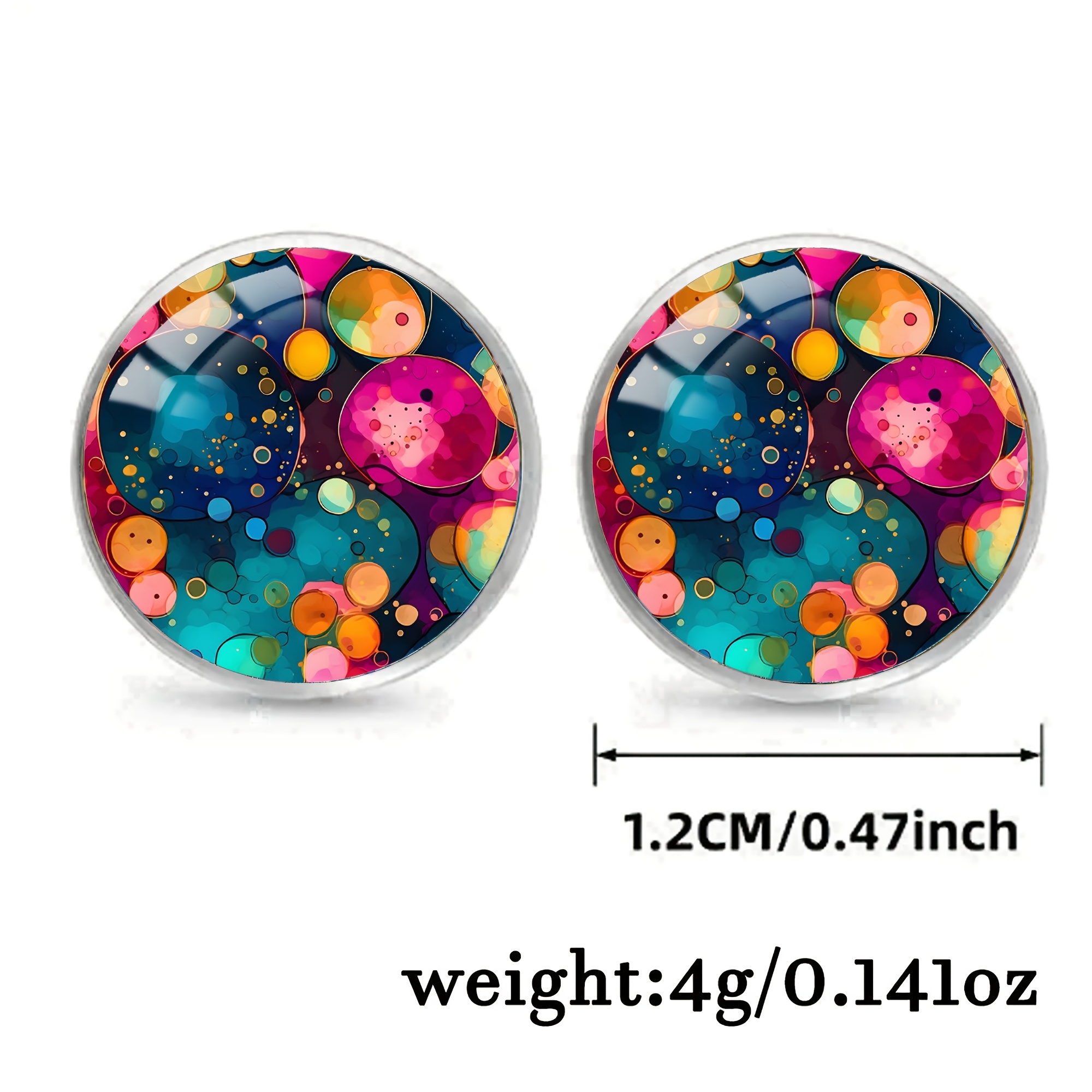 Women's Round Infinity Design Stud Earrings with Glass Mosaic