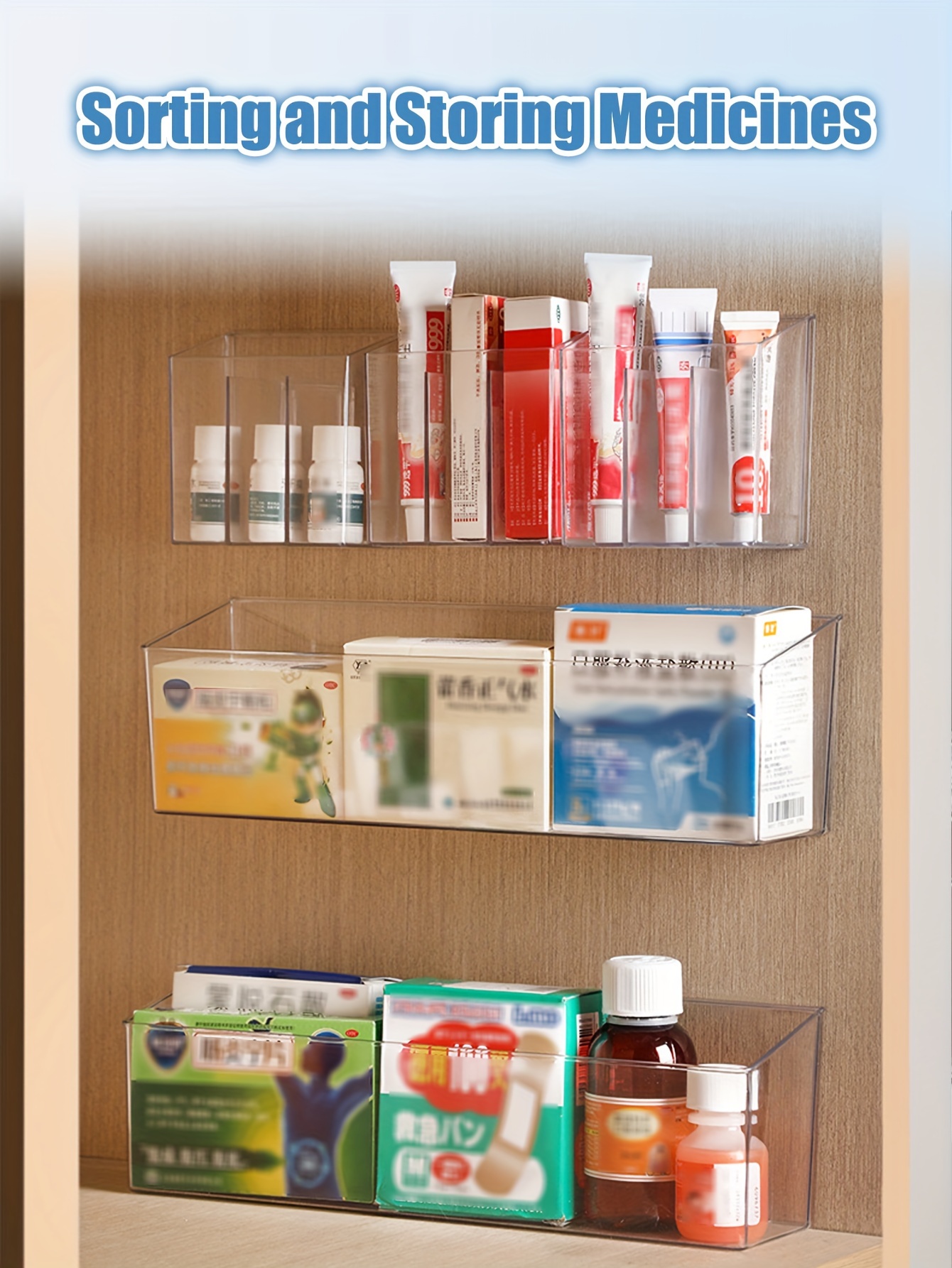 1pc acrylic wall mounted storage organizer transparent plastic medicine and cosmetic sorting box multi functional   cabinet for   details 0