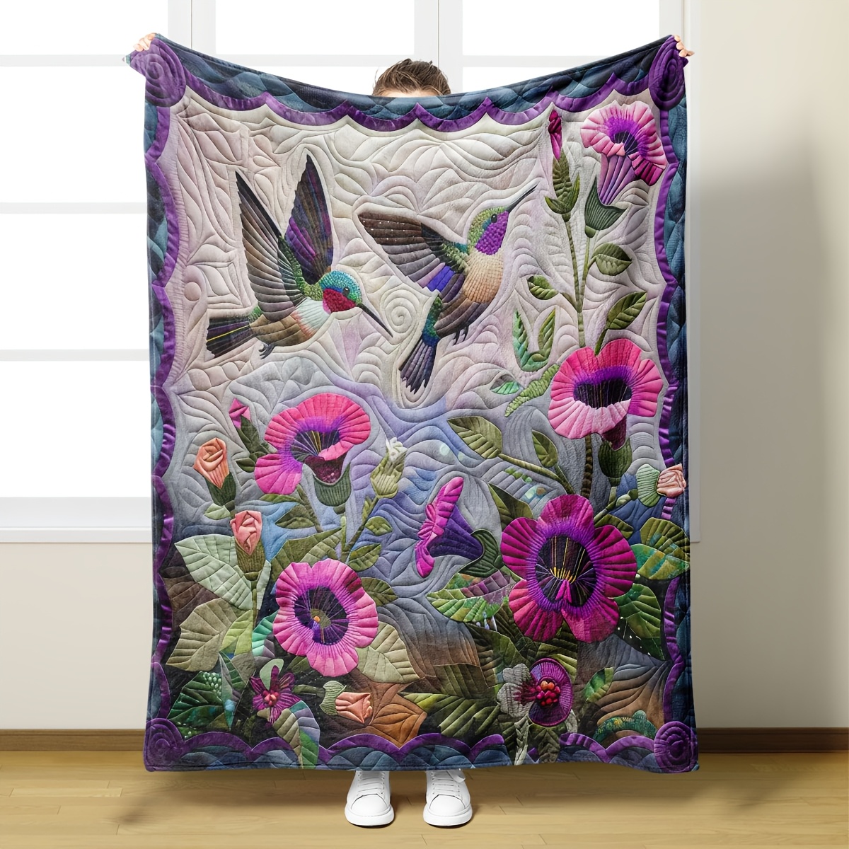 

Cozy Hummingbird Flannel Throw Blanket - , Hypoallergenic, Machine Washable - Couch, Bed, Office, And Travel, , Symbolizing