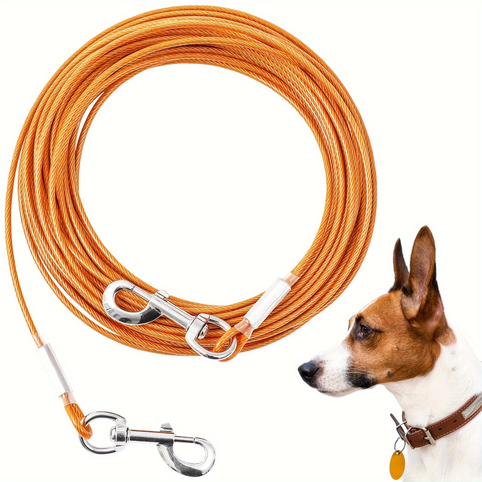 

Dog Tie Out Cable, 50ft Dog Leads For Yard Chew Proof, Heavy Duty Dog Tie Out Cable For Large Dogs Up To 250lbs, Durable Dog Runner Tether Line For Outdoor, Yard