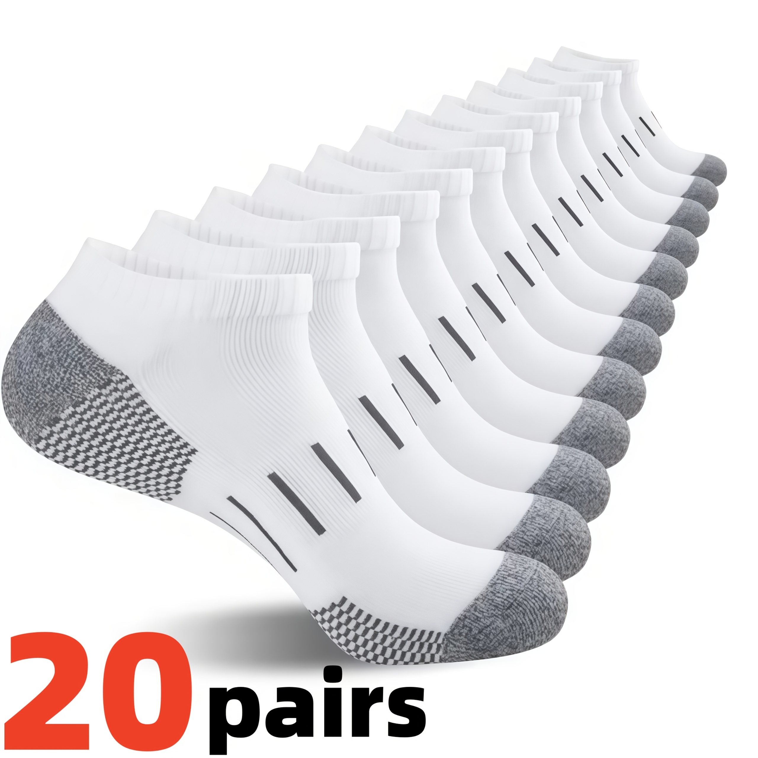 TEMU 20 Pairs Of Men's Sports Socks, Breathable And Sweat-absorbent, Suitable For , Business Socks, Men's Crew Socks, Outdoor Casual Sports Socks,