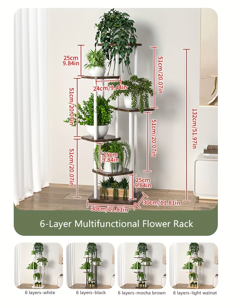 Single Plant Stand for Flowers, Wooden Shelf with 4/5/6 Layers, Display And Storage Shelf, Pot Rack Organizer for Home And Garden Decoration, Indoor Iron Shelf, Outdoor Display Holder for Flower Pots, Multi-Functional Flower Racks
