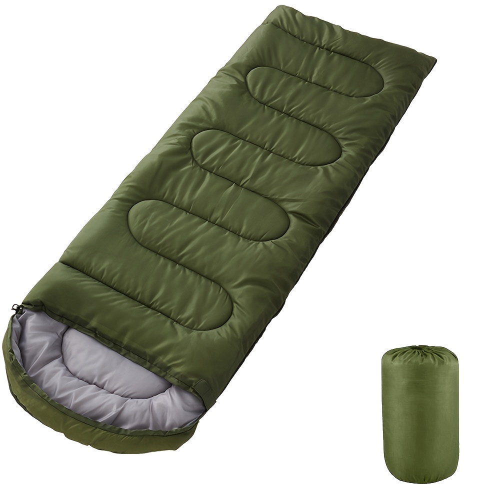 E-shop Leichter Hochwertiger Camping-Schlafsack - 3 Farben (Blau/Grün/Rot), 170T Polyester, Gesamtlänge 210cm mit 30cm Kapuze, Kompressionsbeutel
