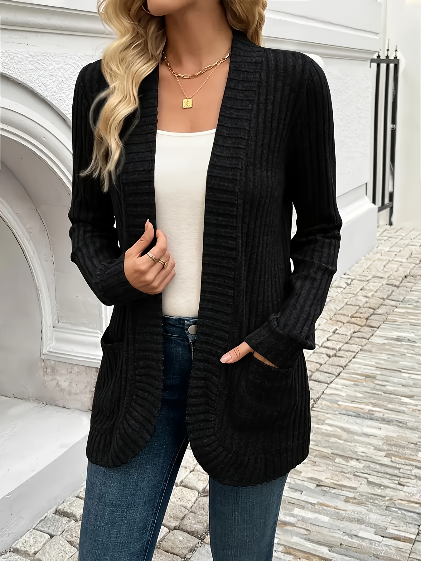 Black Cardigan Summer Cardigan With Pockets Women's Cashmere