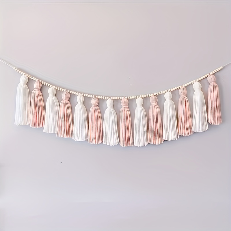 

Birthday Tassel Garland Banner - Fabric Tassel Wall Hanging Decoration For Kids Bedroom, Nursery, Party, Baby Shower, Wedding Without Electricity