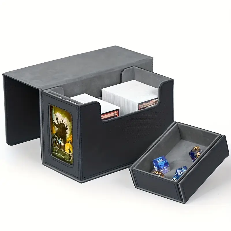 TCG Card Organizer With Dividers Premium TCG Card Deck Box - 2-Row Storage With Leather Exterior & Magnetic Closure For MTG, Yu-Gi-Oh! Deck Box Mtg TCG Card Organizer With Dividers Premium TCG Card Deck Box - 2-Row Storage With Leather Exterior & Magnetic Closure For MTG, Yu-Gi-Oh! Deck Box Mtg