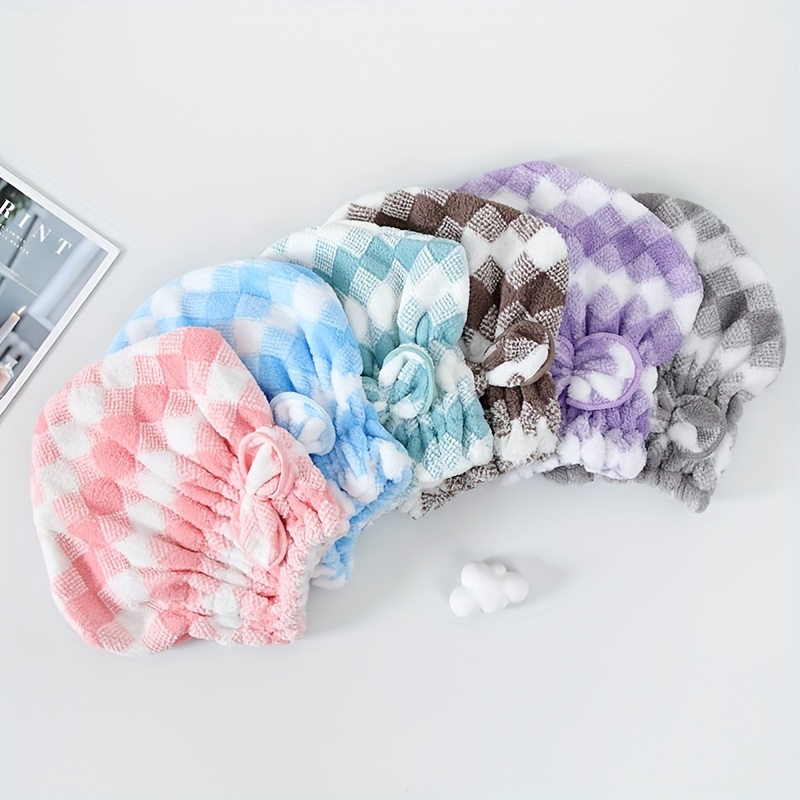 

2pcs Ultra-absorbent Microfiber Hair Towel Wrap With Decorative Bow - Quick Dry, Soft, Thickened Shampoo Cap In Pastel , Ideal For Post-shower Hair Care, Christmas Gift Ready, Hair Drying Towel