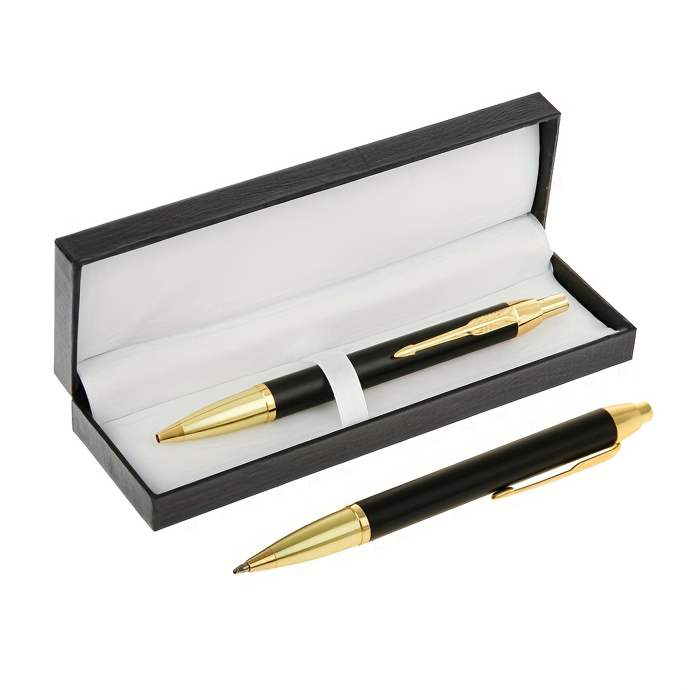A Set Of Metal Button Retractable Ballpoint Pens With Exquisite Gift Box, Smooth Handwriting, Exquisite Appearance,…: retailer-supplied image