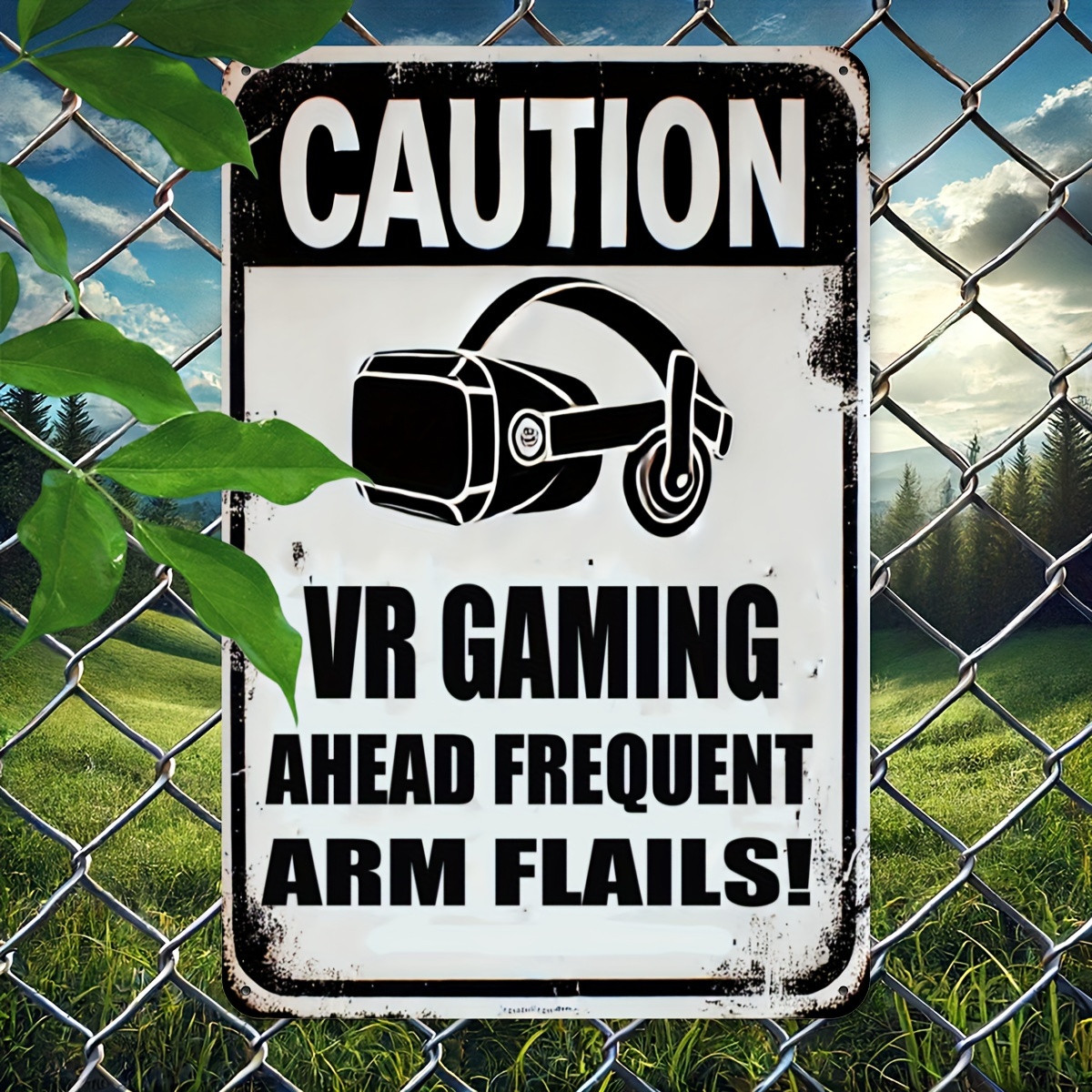 

Vintage Vr Gaming Caution Sign, 8x12 Inches Aluminum Wall Decor, Frequent Arm Flails Warning Plaque, Humorous Wall Art For Home, Garage, Cafe, Bar, Club, Farm, Garden, Ideal As Festive Gift - Set Of 1