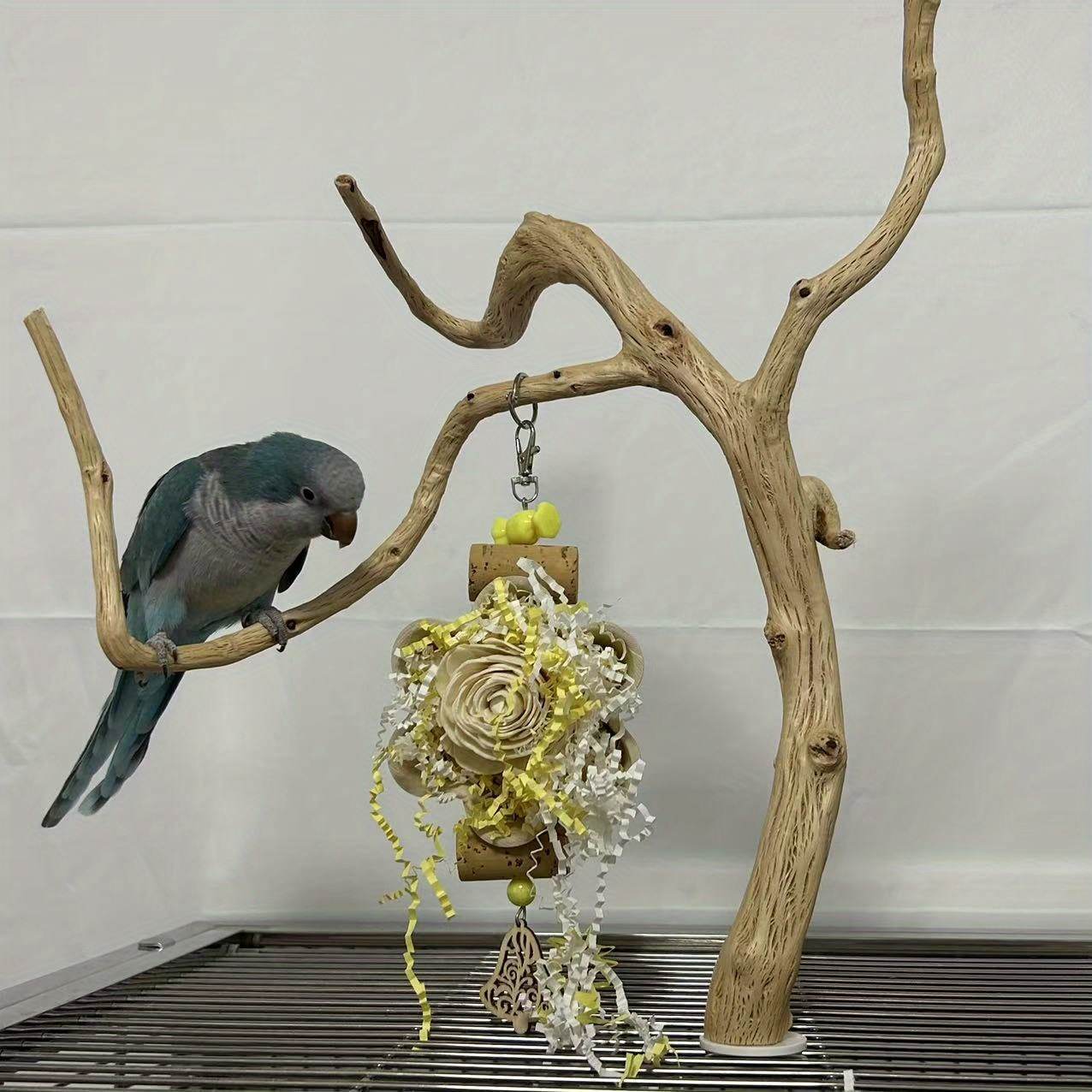 Image of 1pc Of Parrot Toy - Garland - Blue And Yellow Tissue Paper - Chew Toy - Long-tailed Parrot Toy