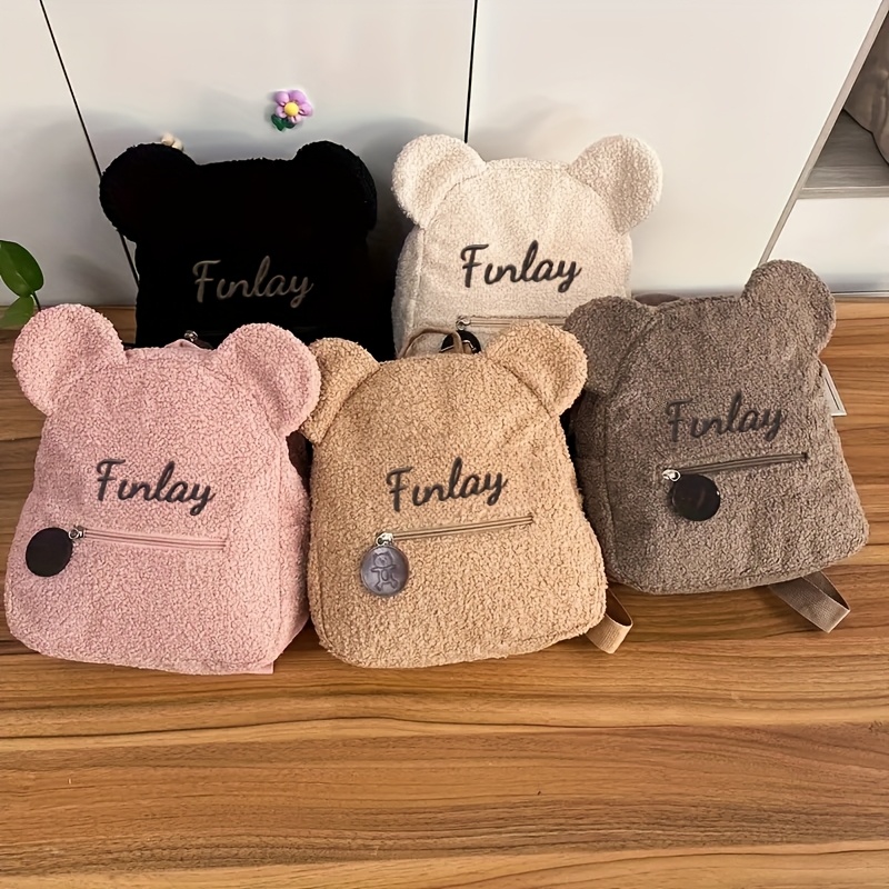 

Customizable Teddy Bear Ears Plush Women's Backpack With Embroidered Casual Design, Machine Washable, Zippered, Polyester Lined - In Multiple Colors (1pc)