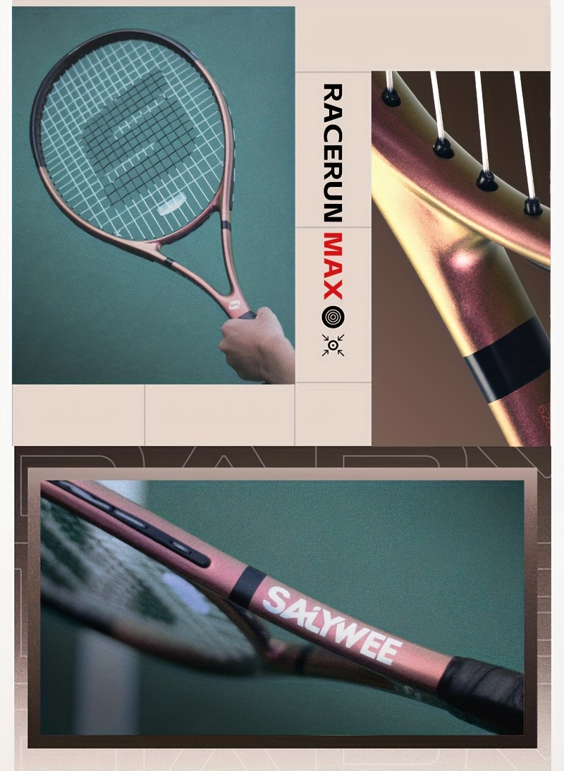 Chameleon Pro Tennis Racket - RaceRun Max | Carbon Fiber & Aluminum Alloy | Sparkling Finish | Pre-Strung 55lbs & Grip | Lightweight | Unstrung Weight 295±5g | Ready to Play All-in-One Kit (1 Racket+ Bag + Balls + Ombre Overgrip) | SALY