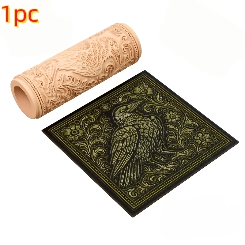 TEMU 1pc Crow Bird Texture Roller - Plastic Clay Carving Tool With Realistic Crow & Crow For Ceramic Pottery, Clay Sculptures - Pottery Tool Gift For