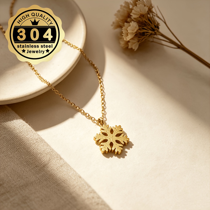 Women's Frosted Snowflake Pendant Necklace, Winter Gift
