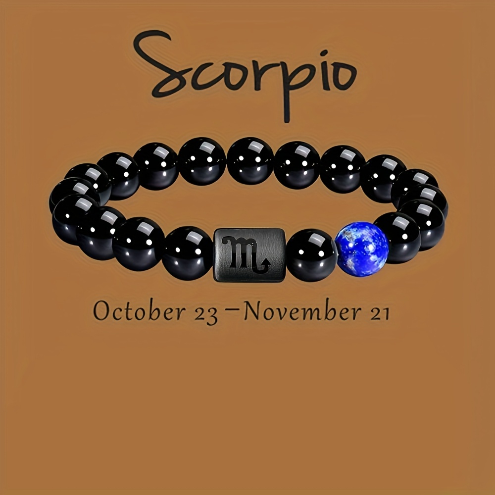 A Couple's Jewelry Set Featuring 12 Zodiac Signs, With Bead Protection Bracelets Measuring 0.315 Inches And 0.39 Inches.