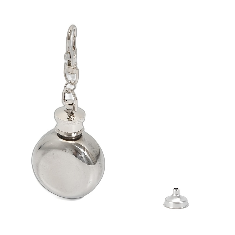 TEMU 1 Set: 1 + 1 Funnel, 304 Stainless Steel Mini Set, 1oz, Keychain For Carrying, Portable Outdoor Liquor Bottle With Funnel, Halloween Christmas