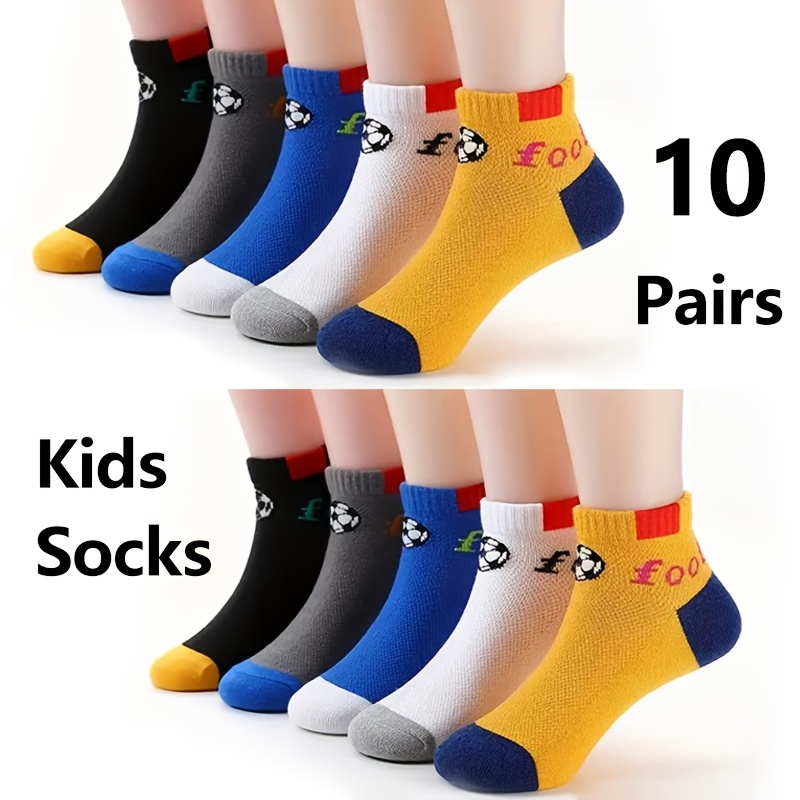 E-shop 10 Paar dünne Sportsocken für Jungen, geeignet für Frühling, Sommer und Herbst, entwickelt für Fußball