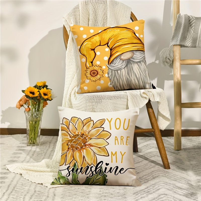 Summer Pillow Covers Sunflower Gnome Throw Pillow Covers Temu United Kingdom