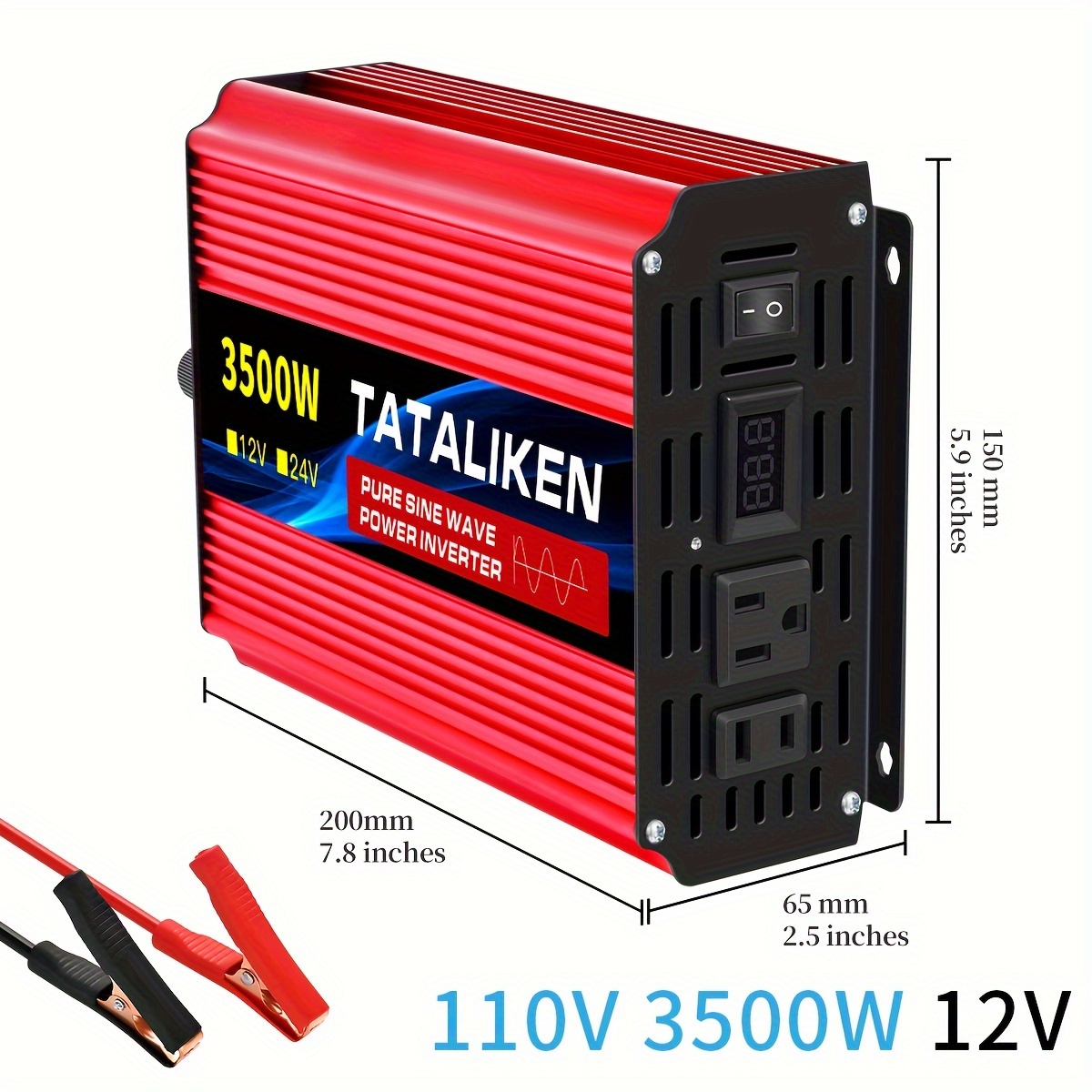 TEMU Pure Sine Inverter 3500w/1200w - Car Power Inverter 12v To Ac 110v For - Fast Charging Of Mobile Phones, Tablets, And Other Devices - With